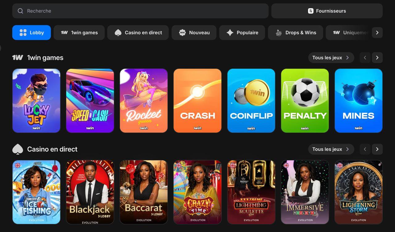 Infographie présentant les différentes promotions et bonus offerts par 1win, incluant le bonus de bienvenue et les spins gratuits