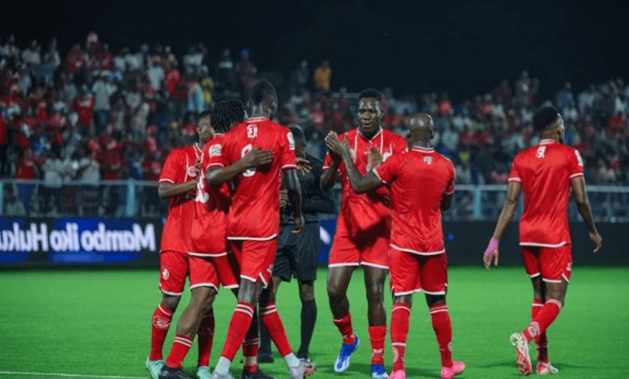 L'équipe de l'AS Simba regroupée avant le match contre les Kaizer Chiefs