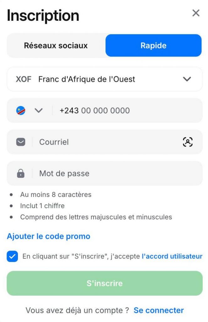 Capture d'écran de la page d'accueil de 1win, mettant en avant les paris sportifs et les jeux de casino disponibles.