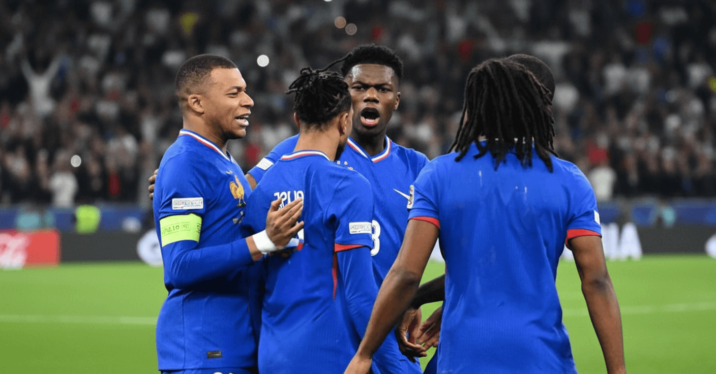 L’équipe de France se préparant pour le match contre l’Ukraine.