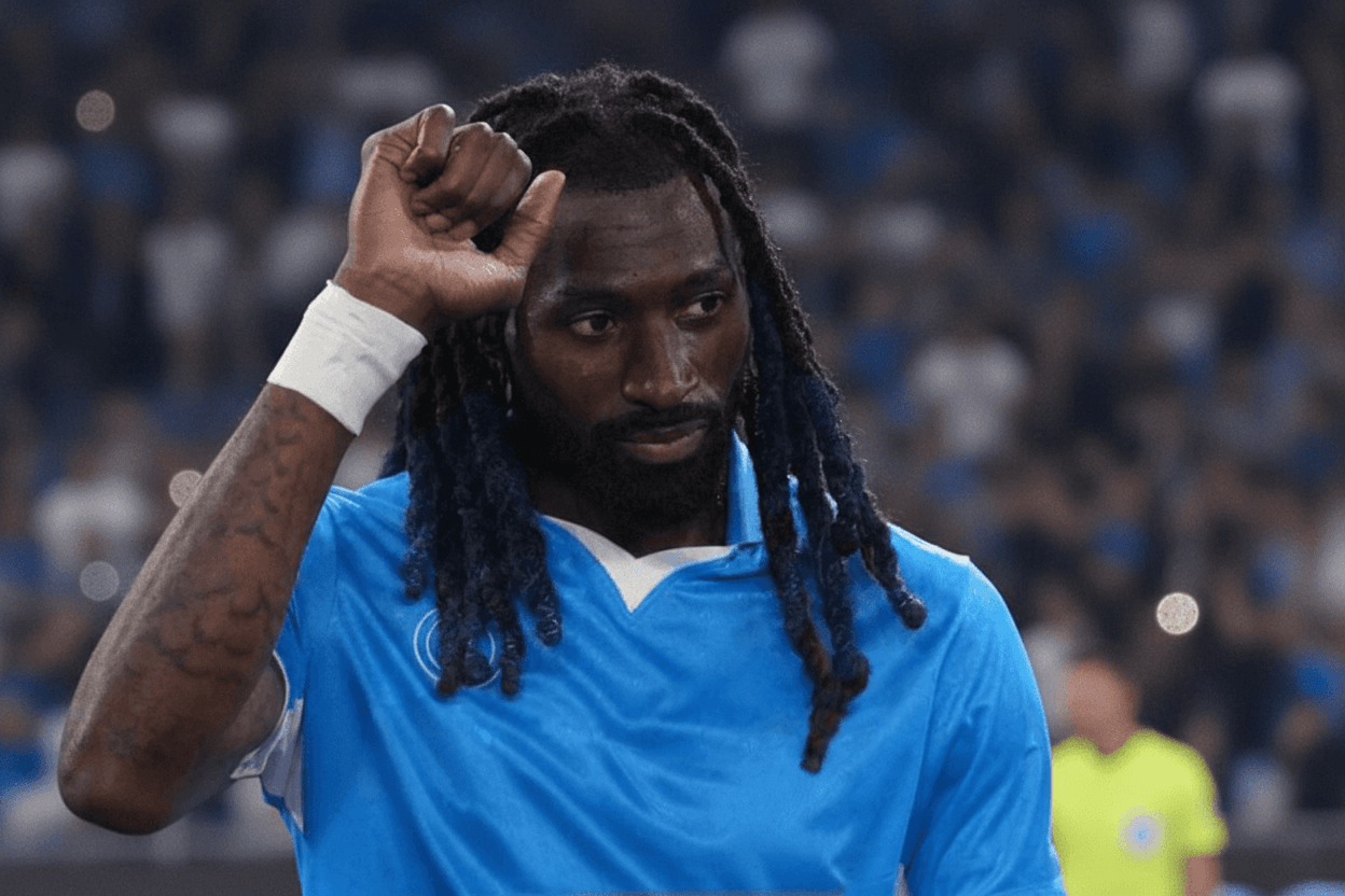 Zambo-Anguissa lors d'une conférence de presse avant la Coupe d'Afrique