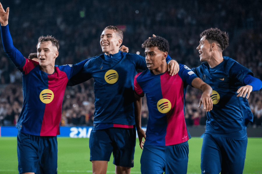 Les joueurs de Barcelone lors d'une célébration collective.