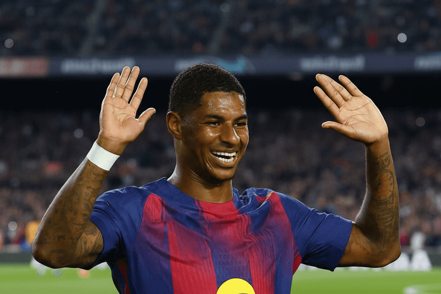 Marcus Rashford en action avec le ballon.