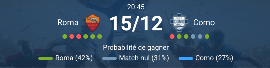 Match entre la Roma et Como dans la Serie A.