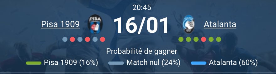 Match Pisa contre Atalanta action pressing intense Serie A