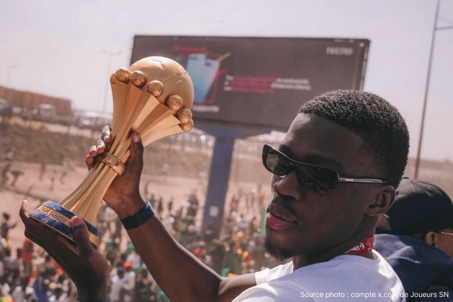 Sarr célèbre titre champion Afrique CAN 2025 Sénégal Maroc finale