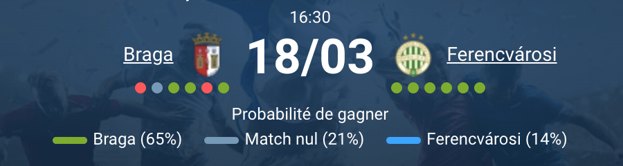 Match Braga Ferencvaros huitième retour UEFA Europa League Estádio Municipal de Braga