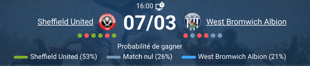 Match Sheffield United West Bromwich Albion Championship journée 36 mars 2026