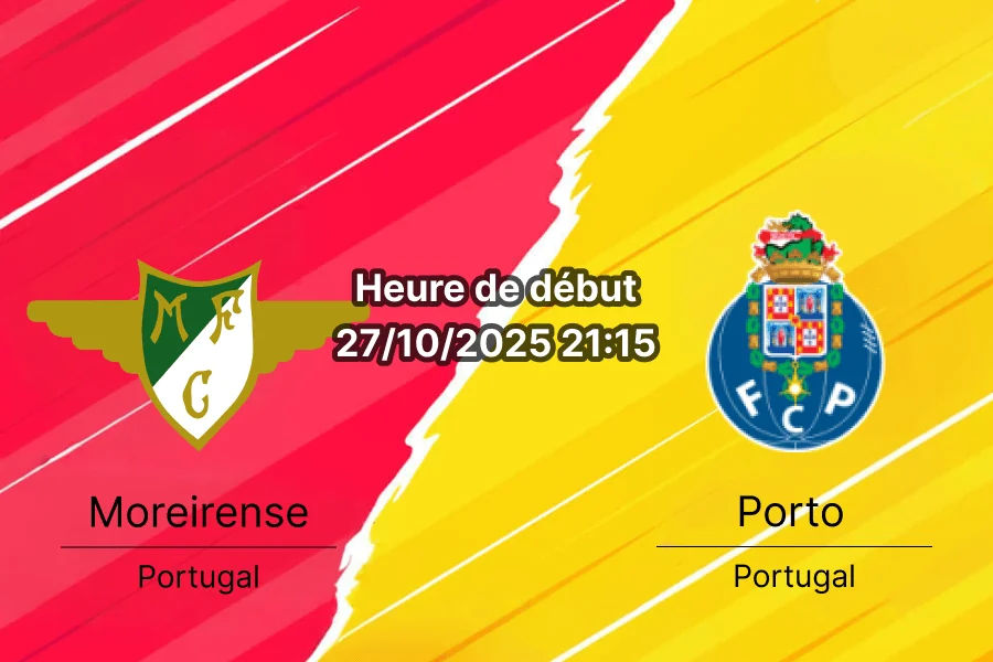 Joueurs du FC Porto célébrant un but lors du pronostic Moreirense – Porto au stade Comendador Freitas