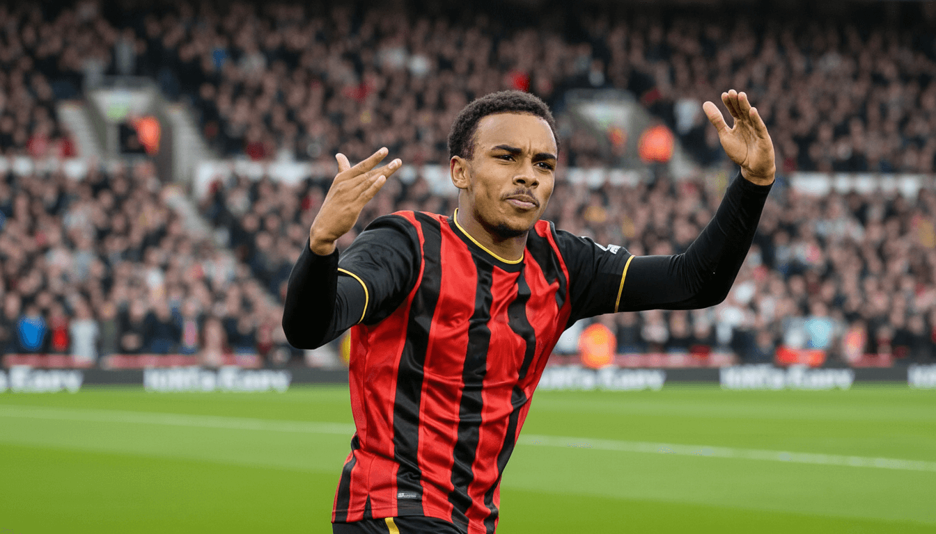 Eli Junior Kroupi lors d’un match de Bournemouth contre un club anglais