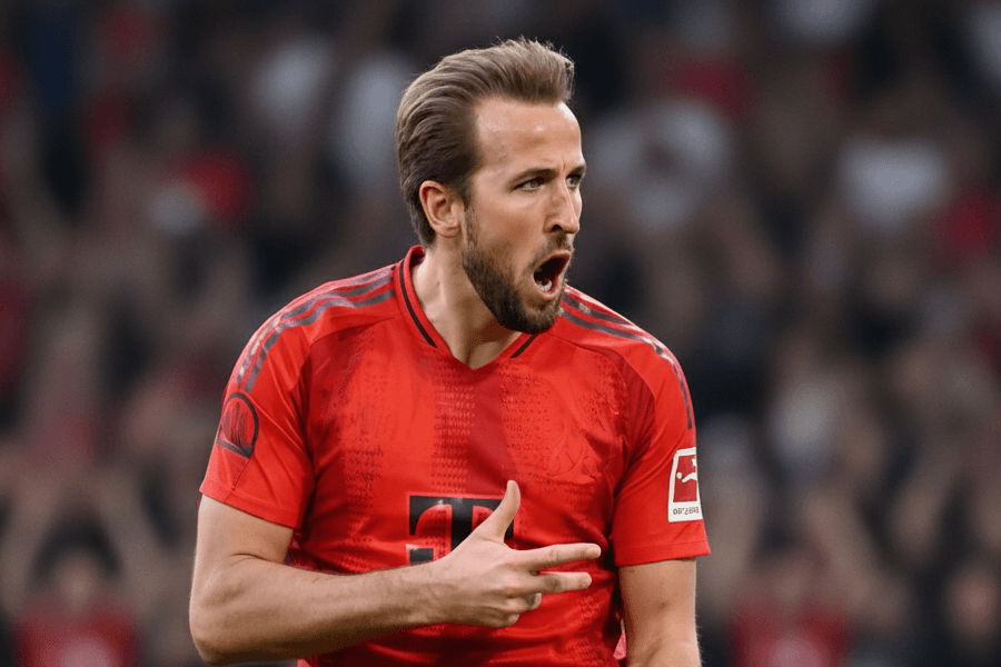 Harry Kane célébrant un but avec le Bayern Munich.