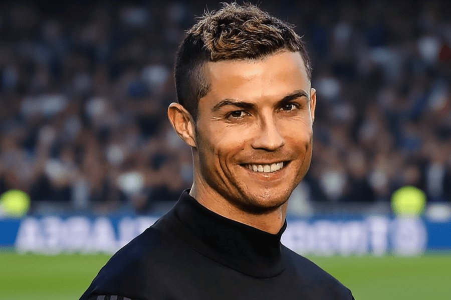 Ronaldo célébrant un but lors d'un match de football.