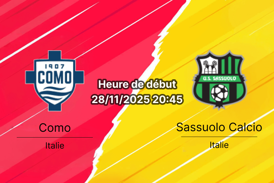 Affiche du match Como – Sassuolo au Stadio Giuseppe Sinigaglia.