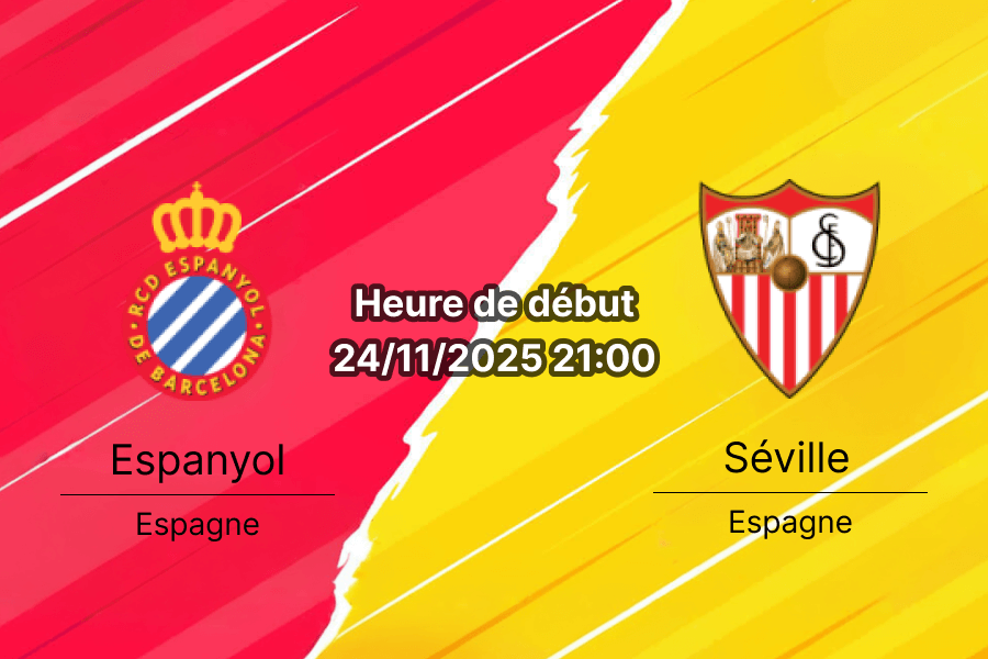 Affiche officielle du match Espanyol – Séville au RCDE Stadium.