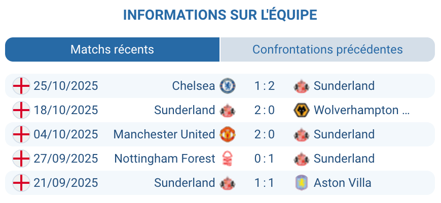 Analyse de Sunderland : performances et statistiques clés
