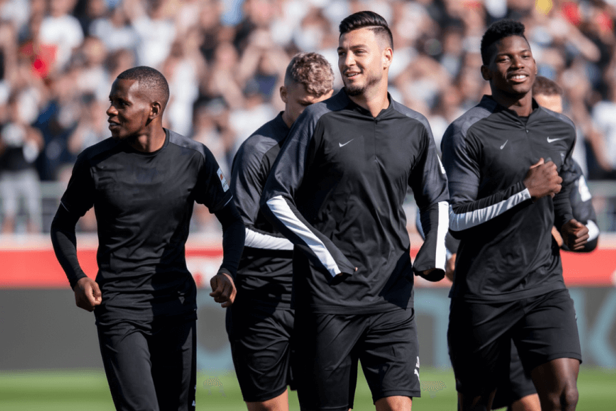 Joueurs de Borussia M célébrant leur victoire.