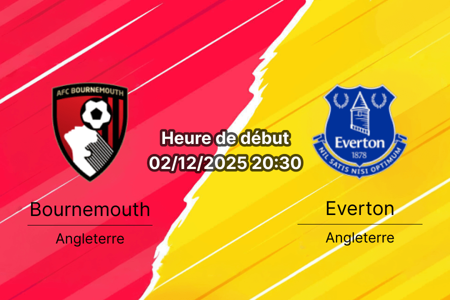 Affiche du match Bournemouth – Everton au stade Vitality.