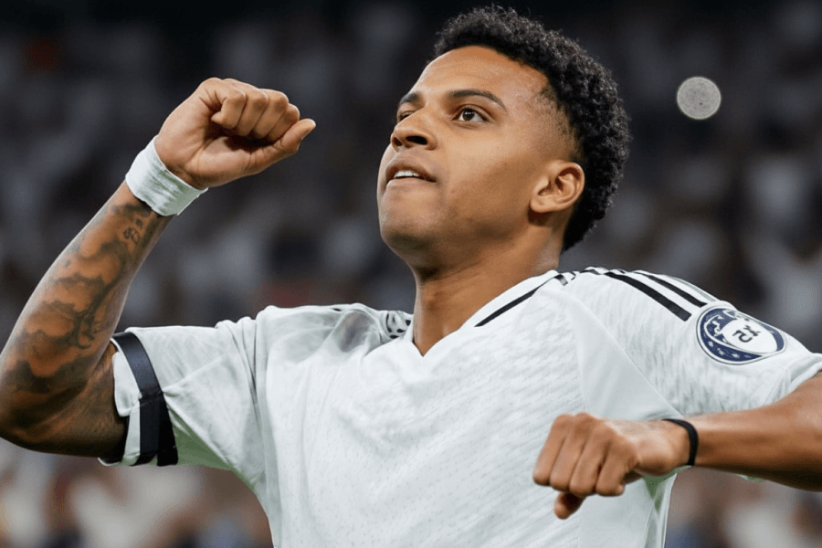 Rodrygo célébrant son but pour le Real Madrid.