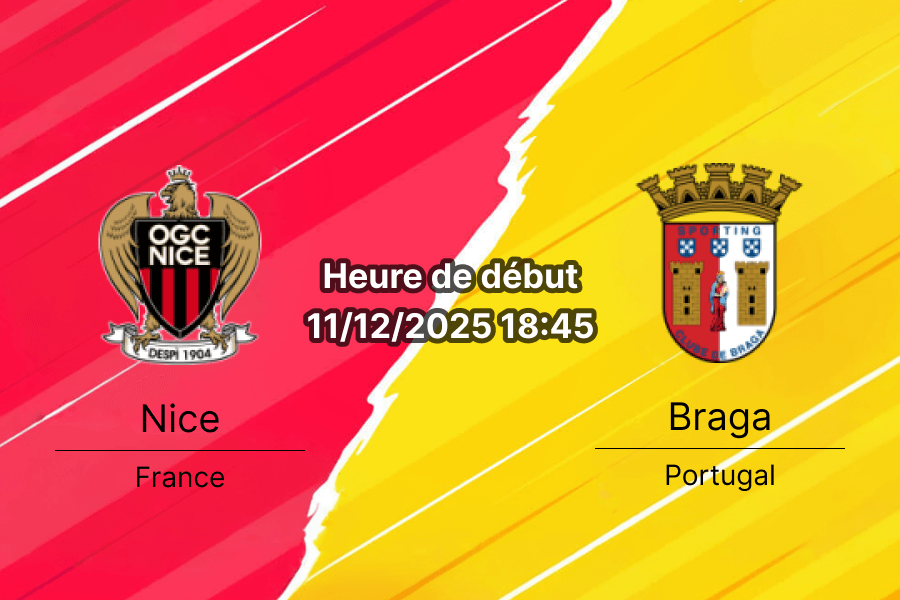 Couverture pour le pronostic du match Nice contre Braga en Ligue Europa.