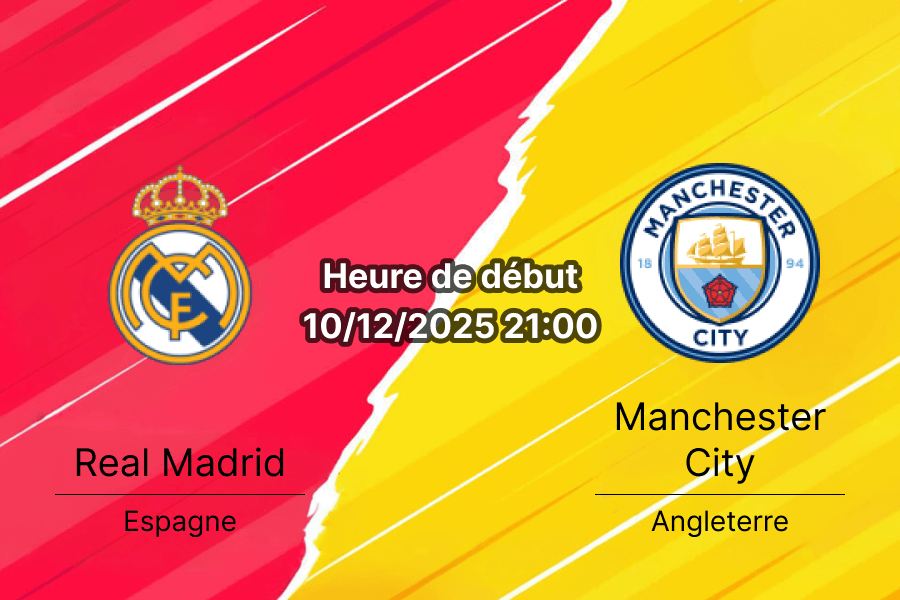 Couverture pour le pronostic entre le Real Madrid et Manchester City en Ligue des Champions
