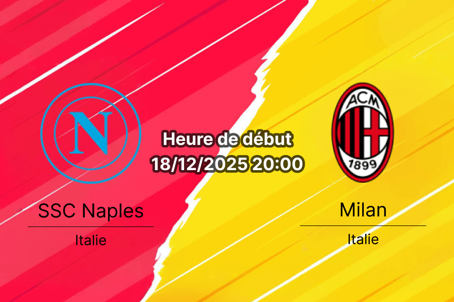 Couverture du match Napoli contre Milan montrant une ambiance de compétition.