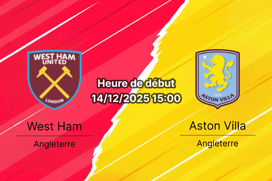 Couverture du pronostic pour le match West Ham contre Aston Villa.