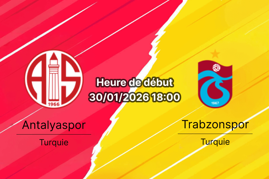 Pronostic Antalyaspor Trabzonspor Super Lig 30 janvier 2026 cotes 1xBet RDC Corendon Airlines Park