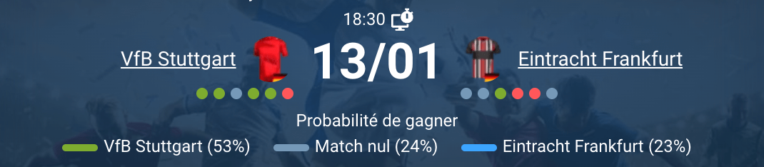 Match entre Stuttgart et Frankfurt en action
