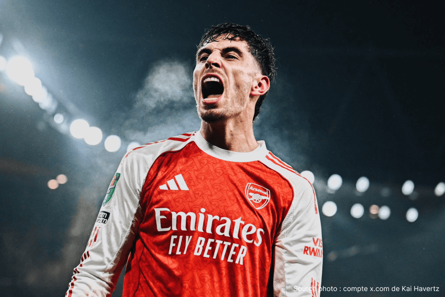 Kai Havertz Arsenal célébration but finale Carabao Cup Emirates Stadium joie