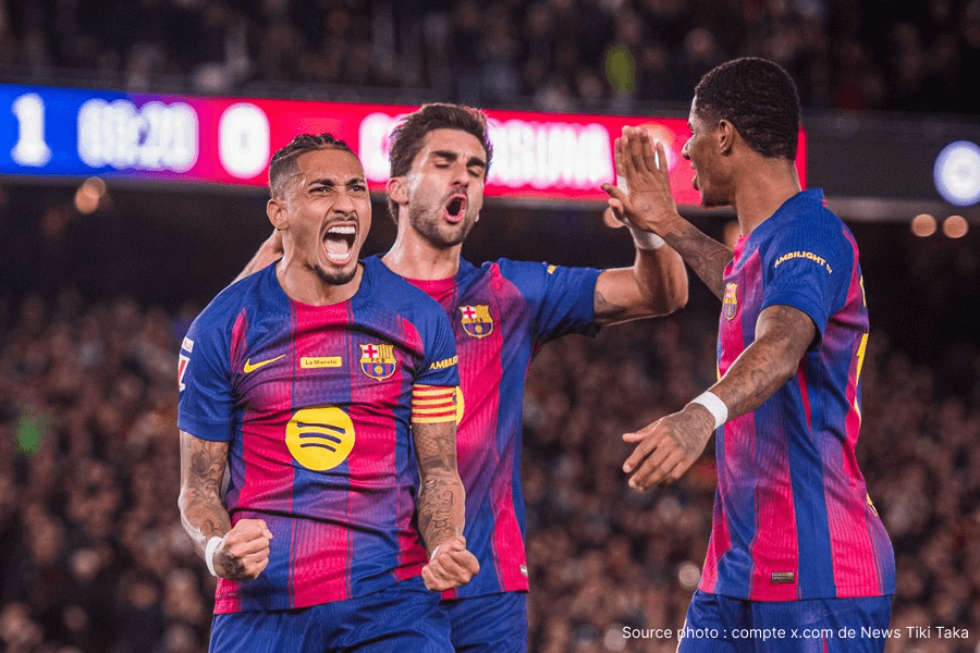FC Barcelone joueurs célébration victoire LaLiga saison 2025-2026