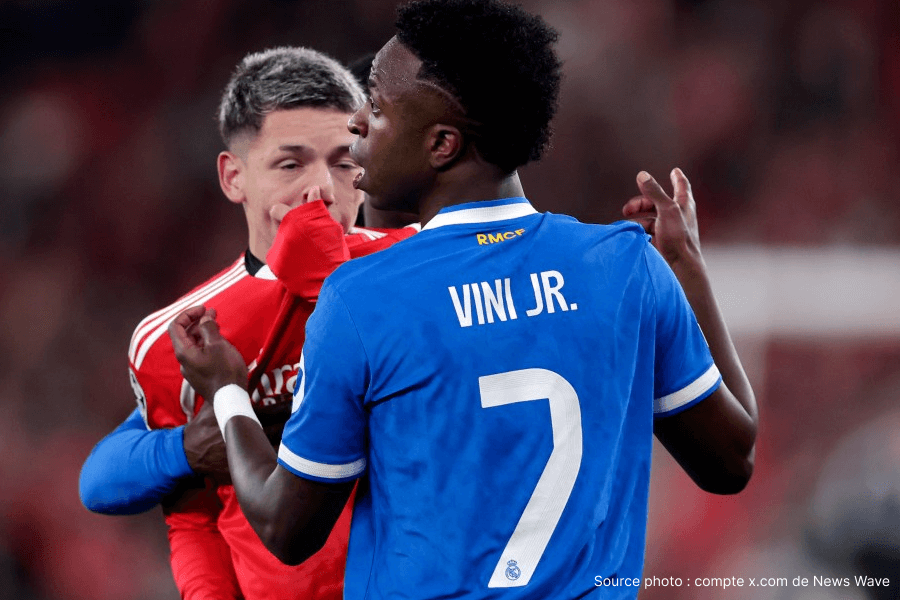 Vinicius Jr célèbre but danse corner flag Benfica Ligue des Champions 2026