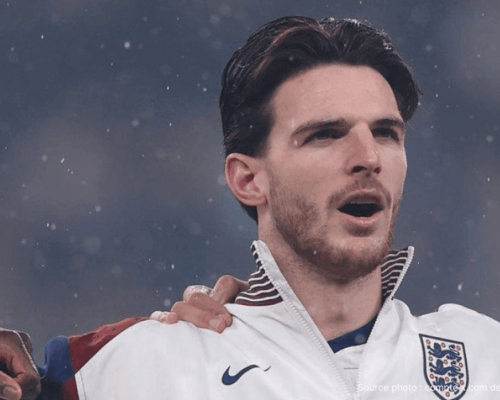 Declan Rice Arsenal maillot rouge Emirates milieu terrain Premier League 2026