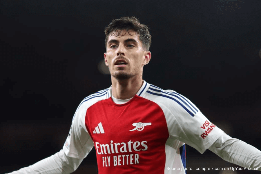 Kai Havertz Arsenal retour blessure genou entraînement Cobham mars 2026