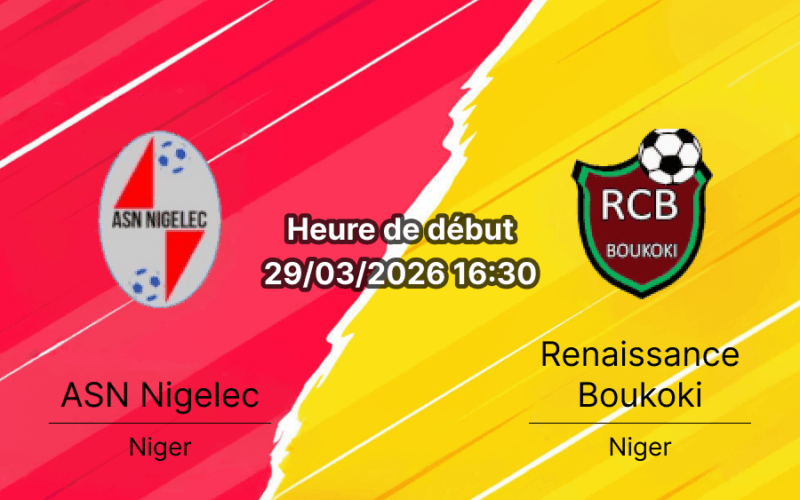 Pronostic ASN Nigelec vs Renaissance Boukoki Super Ligue Niger journée 16 29 mars 2026 Niamey