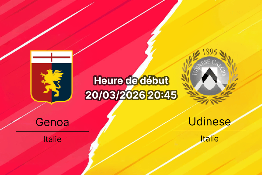 Pronostic Genoa CFC vs Udinese Calcio Serie A journée 30 vendredi 20 mars 2026 Ferraris Gênes cotes Bookmakers RDC