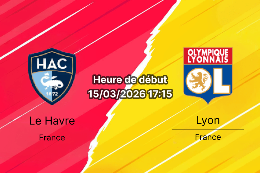 Pronostic Le Havre Lyon Ligue 1 26e journée 15 mars 2026 Stade Océane