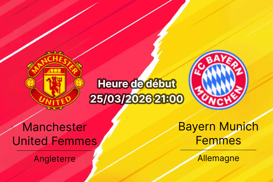 Pronostic Manchester United Femmes Bayern Munich UWCL quarts de finale 25 mars 2026 Old Trafford paris 1xBet RDC Congo
