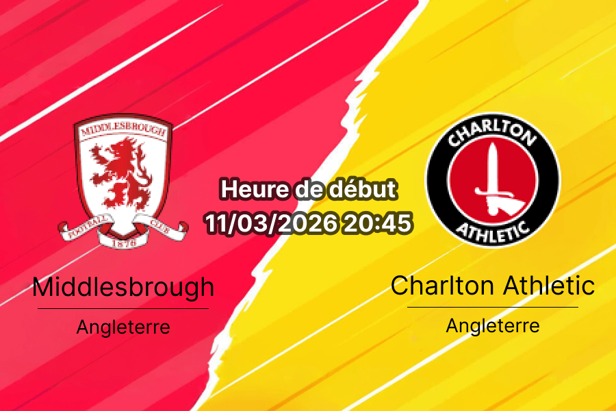 Pronostic Middlesbrough vs Charlton Athletic Championship 11 mars 2026 Riverside Stadium analyse cotes paris