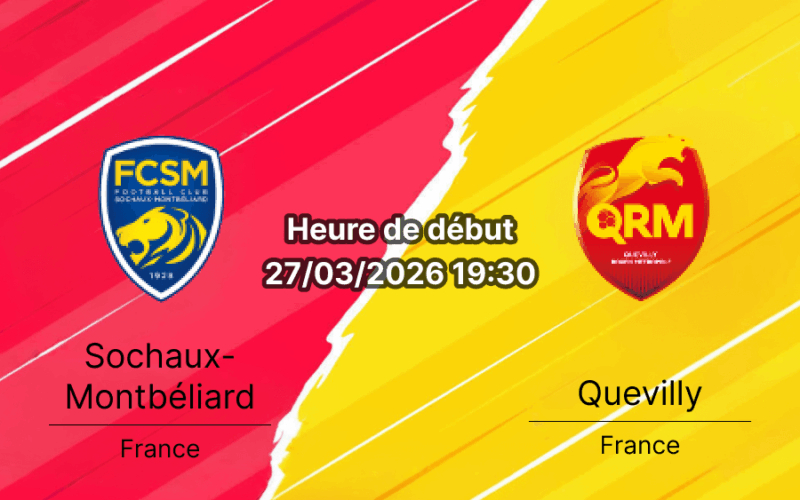 Pronostic Sochaux-Montbéliard Quevilly Rouen National France 27 mars 2026 Bookmakers RDC