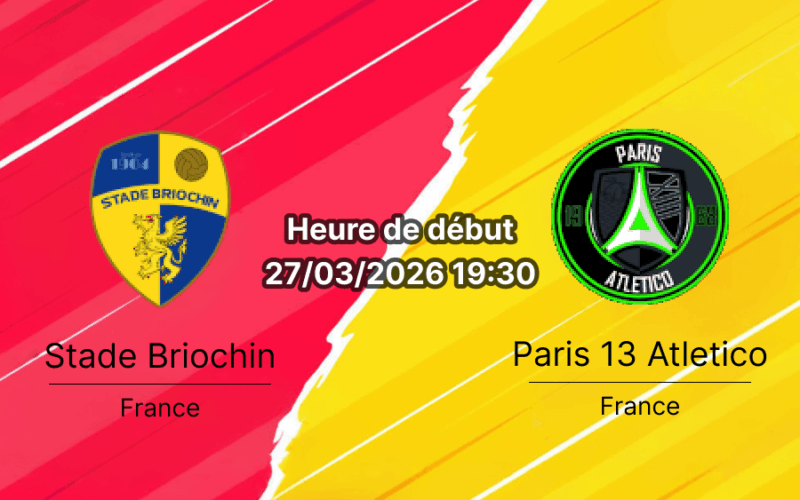 Pronostic Stade Briochin Paris 13 Atletico National France 27 mars 2026 Bookmakers RDC
