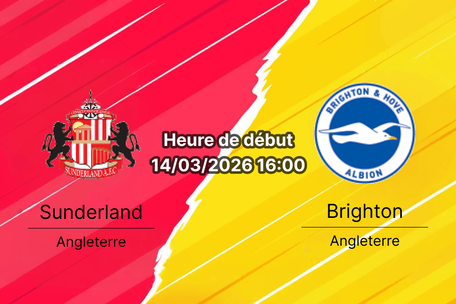 Pronostic Sunderland vs Brighton Premier League 14 mars 2026 Stadium of Light