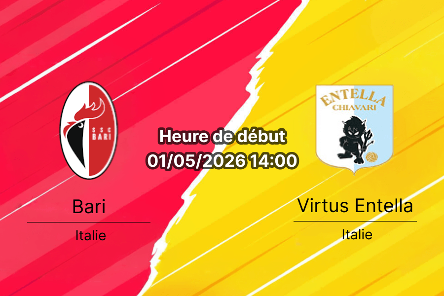 Pronostic Bari vs Virtus Entella – Serie B 1er mai 2026, analyse cotes et prédiction match de maintien