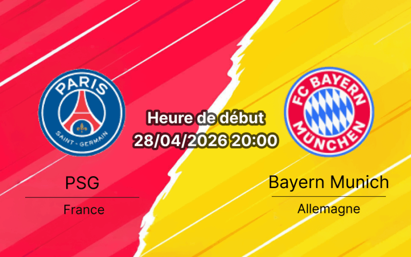 Pronostic Paris Saint-Germain vs FC Bayern München – UEFA Champions League Demi-finale 1er leg, 28 avril 2026, 20h00 – Parc des Princes Paris 47929 places – Arbitre Sandro Schärer – Analyse xG, absents, compositions et paris sur bookmakers-rdc.com