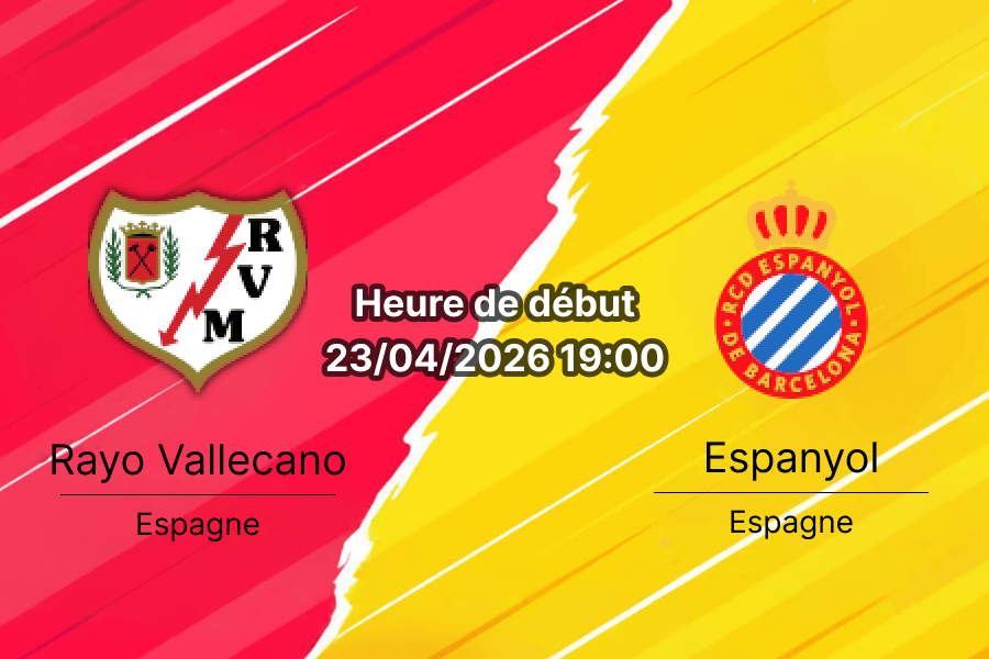 Pronostic Rayo Vallecano vs Espanyol – La Liga 33e journée 23 avril 2026 – duel de maintien Estadio de Vallecas