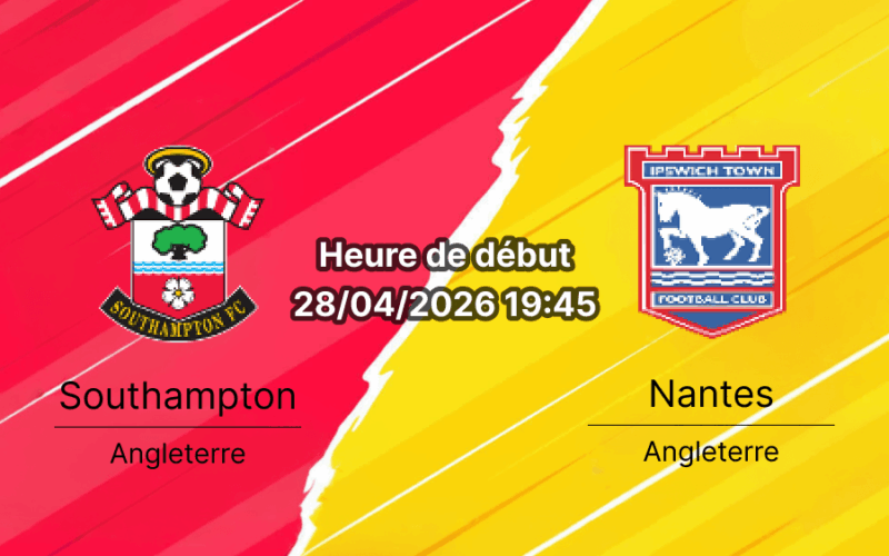 Pronostic Southampton FC vs Ipswich Town FC – EFL Championship Round 40, 28 avril 2026, 19h45 – St. Mary's Stadium Southampton 32689 places – Analyse xG, fatigue FA Cup, compositions et paris sur bookmakers-rdc.com