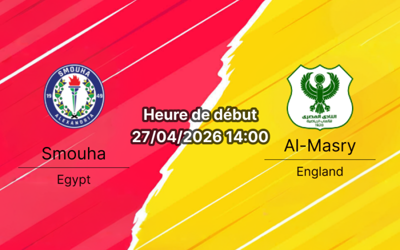Pronostic Smouha SC vs Al-Masry SC Premier League Egypte 27 avril 2026 – analyse paris sportifs bookmakers-rdc RDC Congo