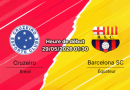 Pronostic Cruzeiro Barcelona SC – Estádio Governador Magalhães Pinto (Mineirão), Copa Libertadores Groupe D, 29 mai 2026