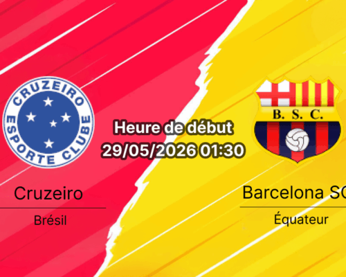Pronostic Cruzeiro Barcelona SC – Estádio Governador Magalhães Pinto (Mineirão), Copa Libertadores Groupe D, 29 mai 2026
