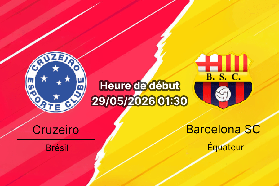 Pronostic Cruzeiro Barcelona SC – Estádio Governador Magalhães Pinto (Mineirão), Copa Libertadores Groupe D, 29 mai 2026