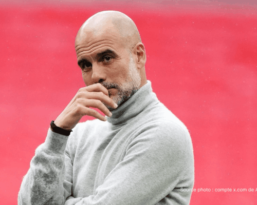 Pep Guardiola entraîneur Manchester City avant son dernier match contre Aston Villa le 24 mai 2026 à l'Etihad Stadium — inauguration du Pep Guardiola Stand